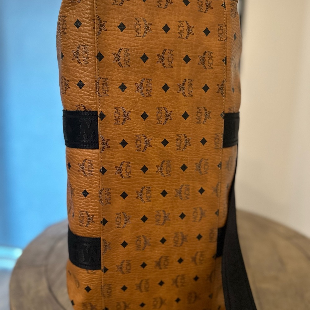 MCM Tan and Black Duffel Bag with Monogram Design - Picture 7 of 14